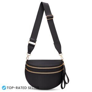 Nylon Crossbody Fanny Pack Spacious Travel Bag Adjustable Strap Multi